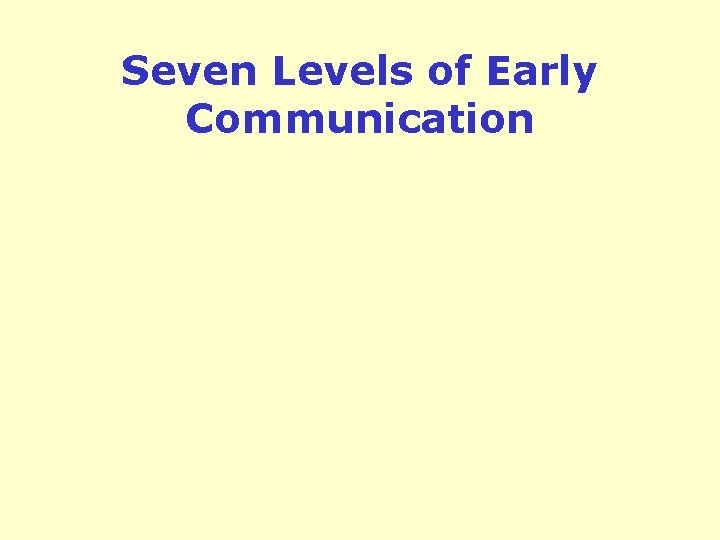 Seven Levels of Early Communication 