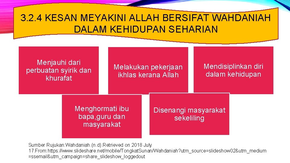 3. 2. 4 KESAN MEYAKINI ALLAH BERSIFAT WAHDANIAH DALAM KEHIDUPAN SEHARIAN Menjauhi dari perbuatan