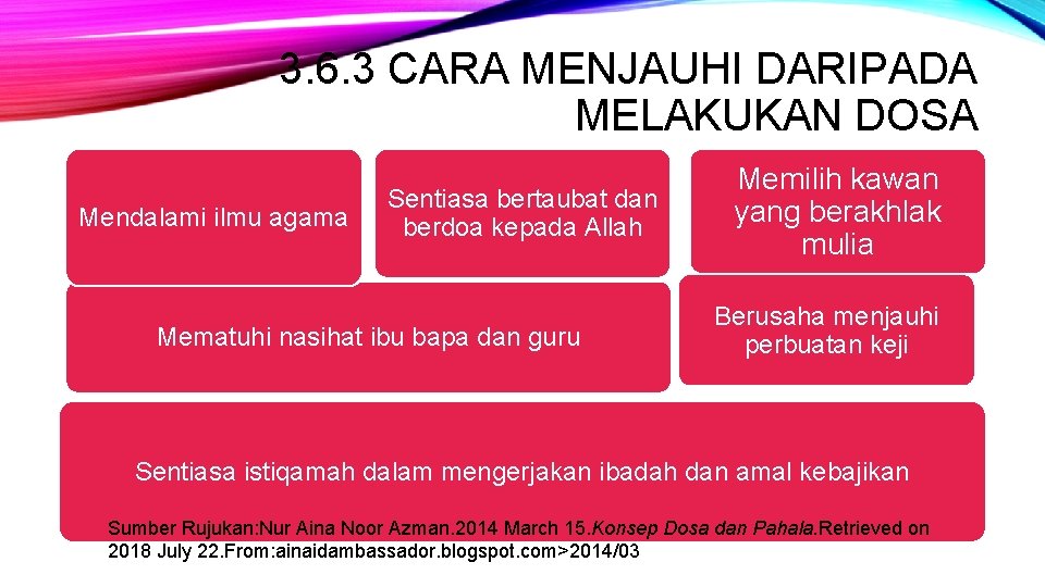 3. 6. 3 CARA MENJAUHI DARIPADA MELAKUKAN DOSA Mendalami ilmu agama Sentiasa bertaubat dan