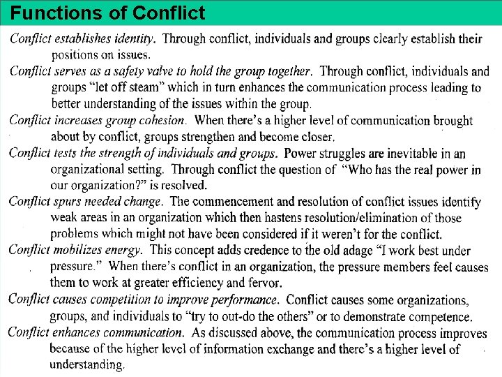 Functions of Conflict 