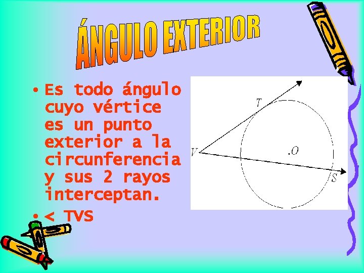  • Es todo ángulo cuyo vértice es un punto exterior a la circunferencia