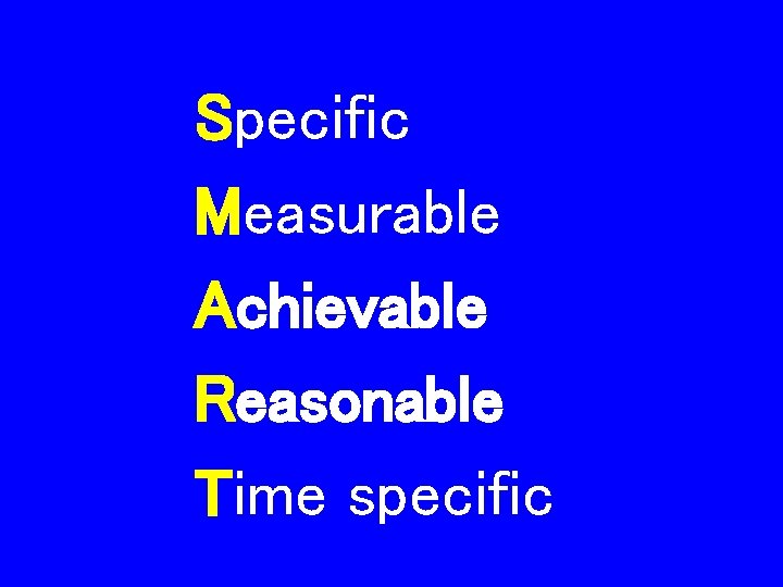 Specific Measurable Achievable Reasonable Time specific 