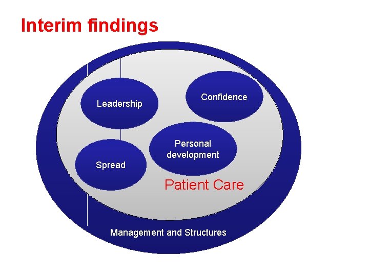 Interim findings Leadership Confidence Personal development Spread Patient Care Management and Structures 