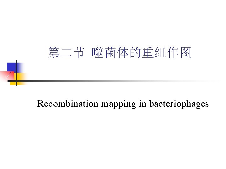 第二节 噬菌体的重组作图 Recombination mapping in bacteriophages 第二节 噬菌体的重组作图 Recombination mapping in bacteriophages