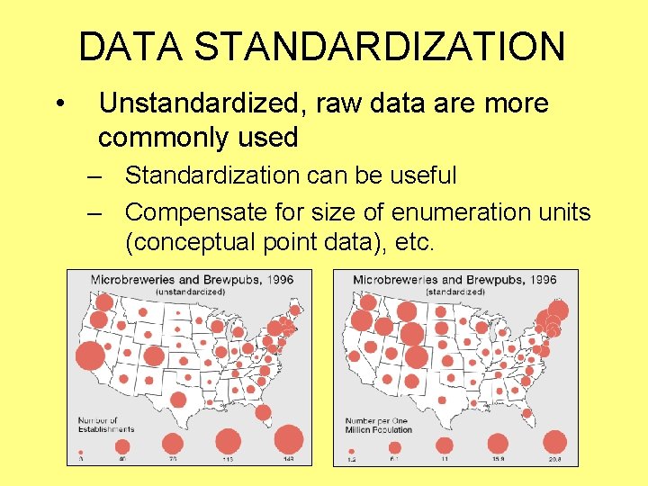 DATA STANDARDIZATION • Unstandardized, raw data are more commonly used – Standardization can be