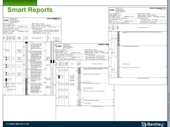 © 2010 Bentley Systems, Incorporated Smart Reports 22 | WWW. BENTLEY. COM 22 