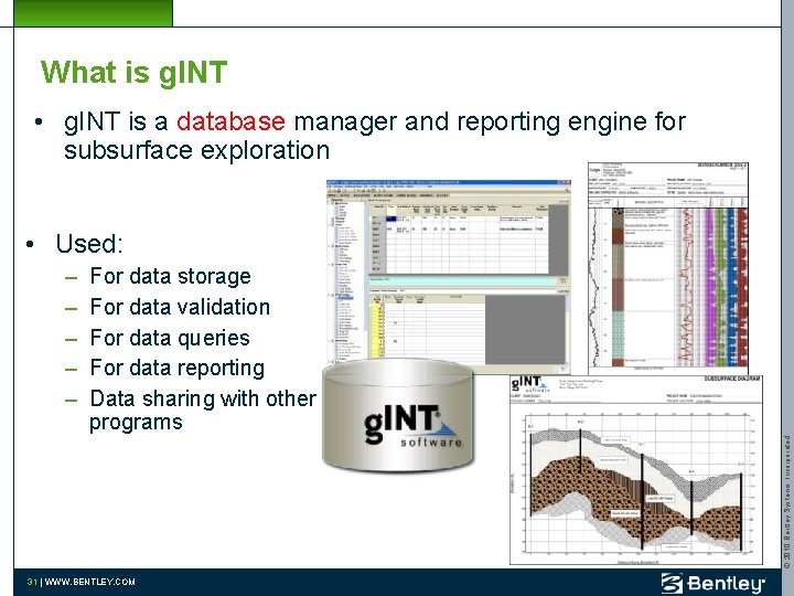 What is g. INT • g. INT is a database manager and reporting engine