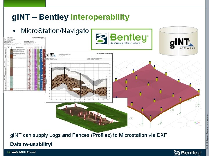 g. INT – Bentley Interoperability g. INT can supply Logs and Fences (Profiles) to