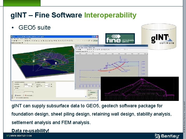 g. INT – Fine Software Interoperability g. INT can supply subsurface data to GEO