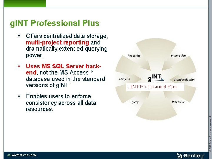 g. INT Professional Plus • Offers centralized data storage, multi-project reporting and dramatically extended