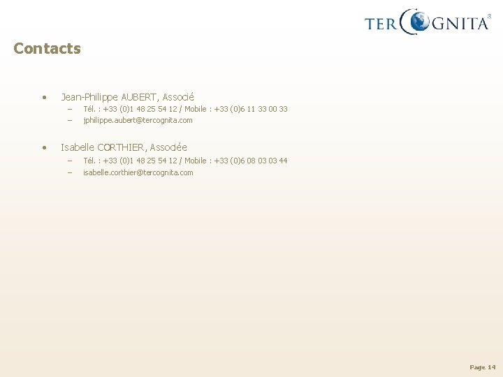 Contacts • Jean-Philippe AUBERT, Associé – – • Tél. : +33 (0)1 48 25