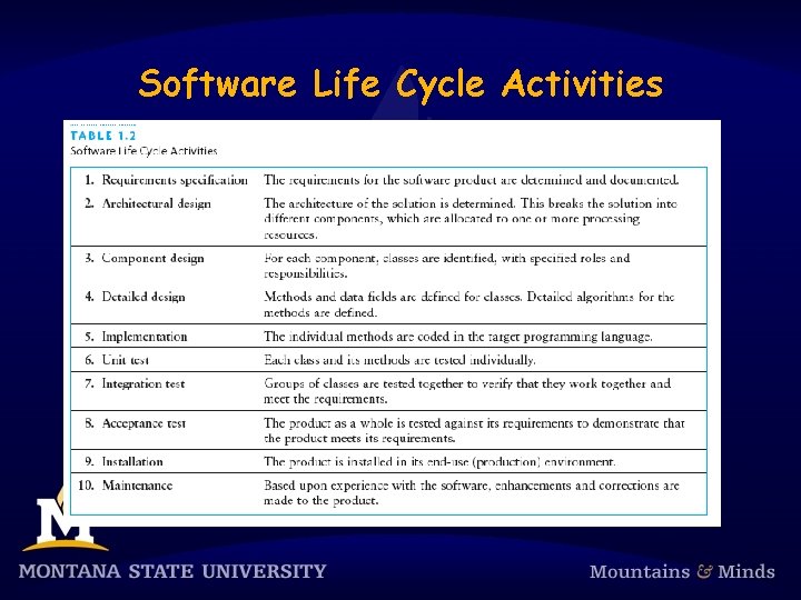 Software Life Cycle Activities 