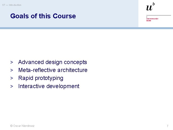 ST — Introduction Goals of this Course > Advanced design concepts > Meta-reflective architecture