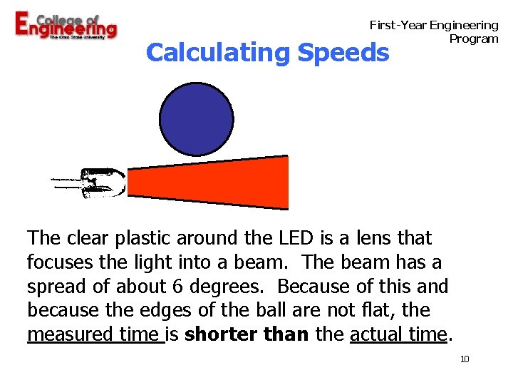  First-Year Engineering Program Calculating Speeds The clear plastic around the LED is a