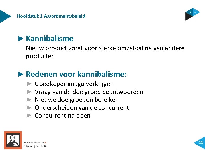 Hoofdstuk 1 Assortimentsbeleid ► Kannibalisme Nieuw product zorgt voor sterke omzetdaling van andere producten