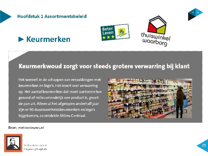 Hoofdstuk 1 Assortimentsbeleid ► Keurmerken 21 