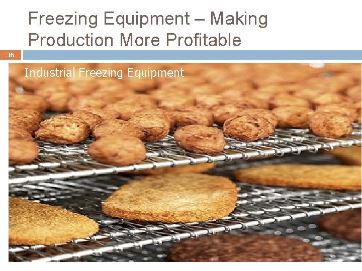 Freezing Equipment – Making Production More Profitable 36 Industrial Freezing Equipment Food Freezing 