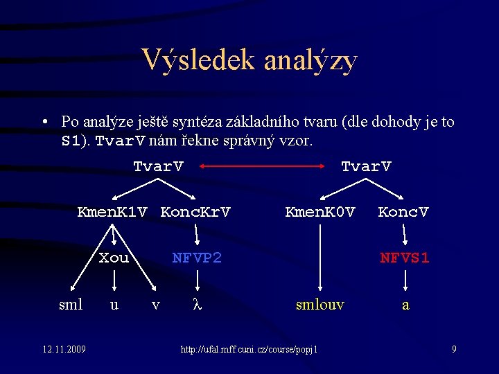 Výsledek analýzy • Po analýze ještě syntéza základního tvaru (dle dohody je to S