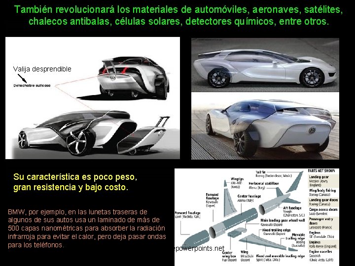 También revolucionará los materiales de automóviles, aeronaves, satélites, chalecos antibalas, células solares, detectores químicos,