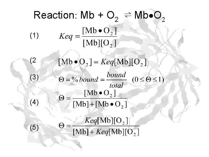 Reaction: Mb + O 2 ⇌ Mb O 2 (1) (2 (3) (4) (5)