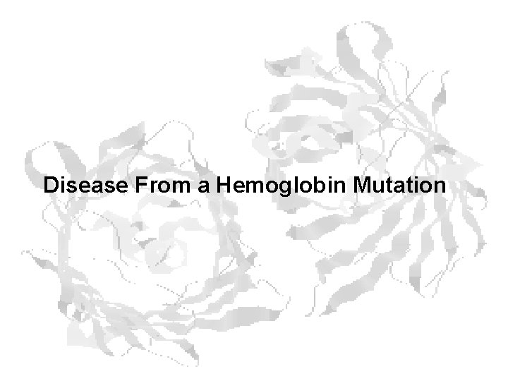 Disease From a Hemoglobin Mutation Disease From a Hemoglobin Mutation