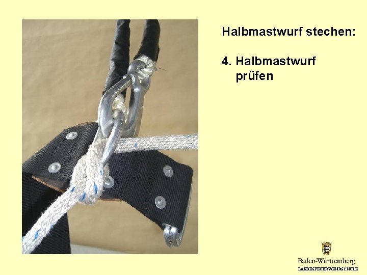 Halbmastwurf stechen: 4. Halbmastwurf prüfen LANDESFEUERWEHRSCHULE 