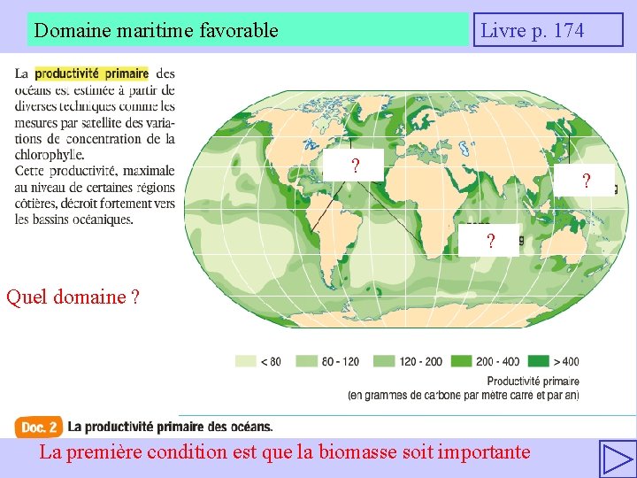 Domaine maritime favorable Livre p. 174 ? ? Quel domaine ? La première condition