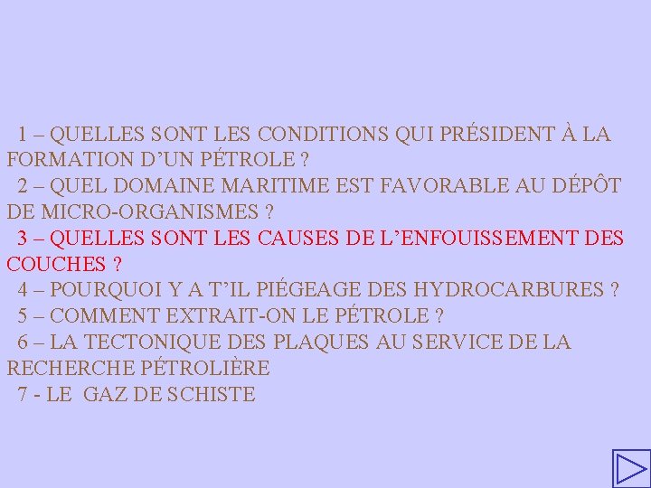  1 – QUELLES SONT LES CONDITIONS QUI PRÉSIDENT À LA FORMATION D’UN PÉTROLE