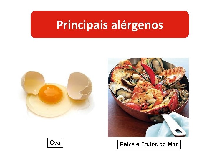 Principais alérgenos Ovo Peixe e Frutos do Mar 