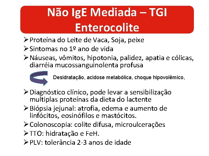 Não Ig. E Mediada – TGI Enterocolite Ø Proteína do Leite de Vaca, Soja,