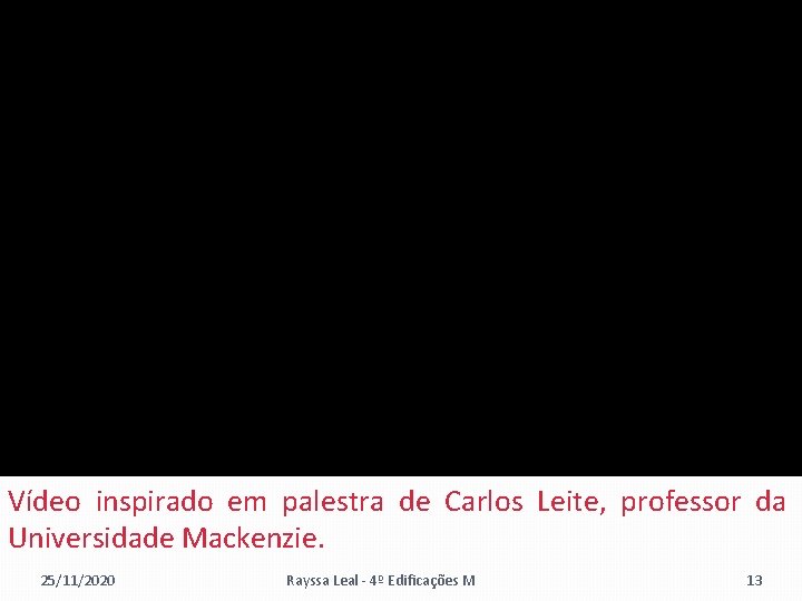 Vídeo inspirado em palestra de Carlos Leite, professor da Universidade Mackenzie. 25/11/2020 Rayssa Leal