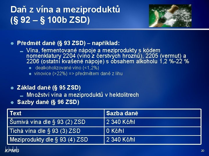 Daň z vína a meziproduktů (§ 92 – § 100 b ZSD) Předmět daně