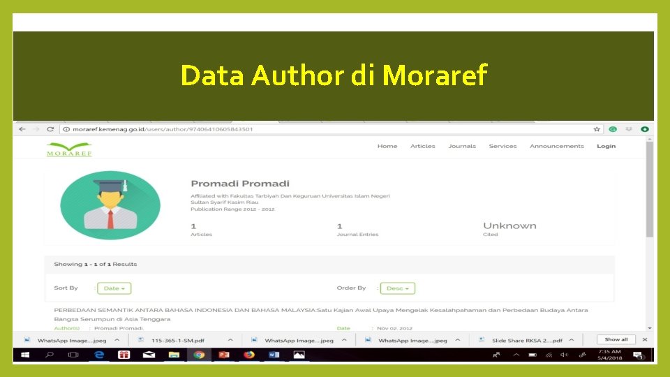 Data Author di Moraref 