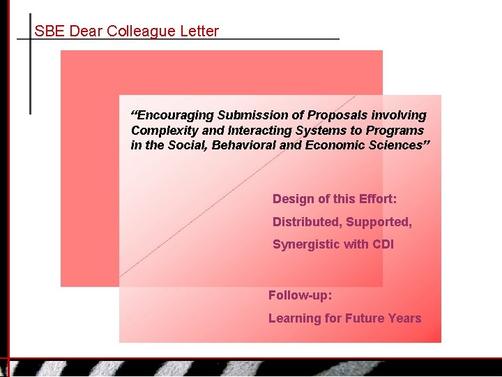 SBE Dear Colleague Letter “Encouraging Submission of Proposals involving Complexity and Interacting Systems to