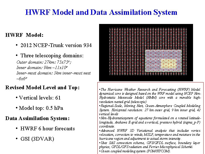 HWRF Model and Data Assimilation System HWRF Model: • 2012 NCEP-Trunk version 934 •