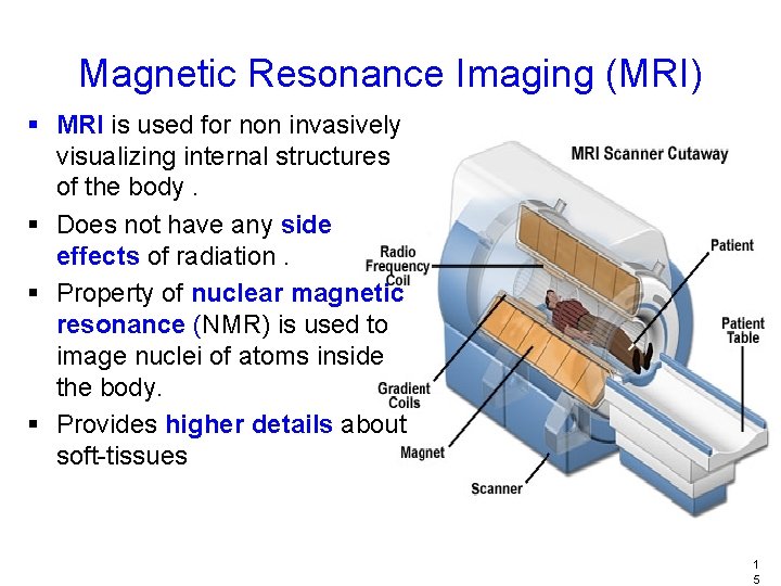 Magnetic Resonance Imaging (MRI) § MRI is used for non invasively visualizing internal structures