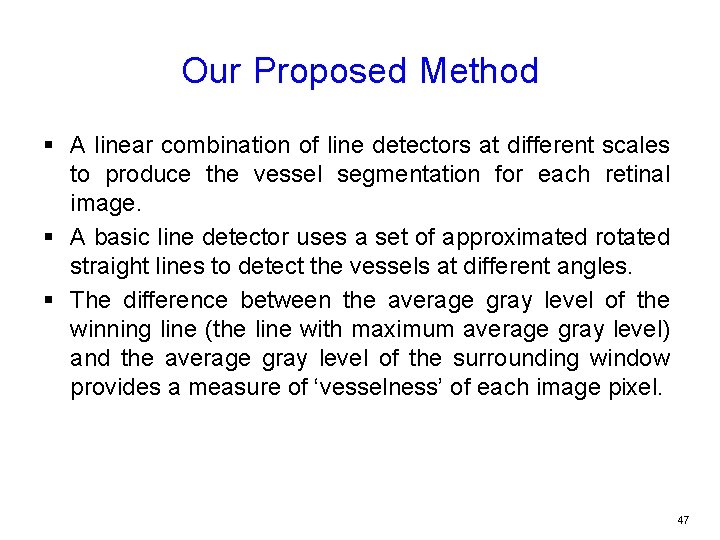 Our Proposed Method § A linear combination of line detectors at different scales to