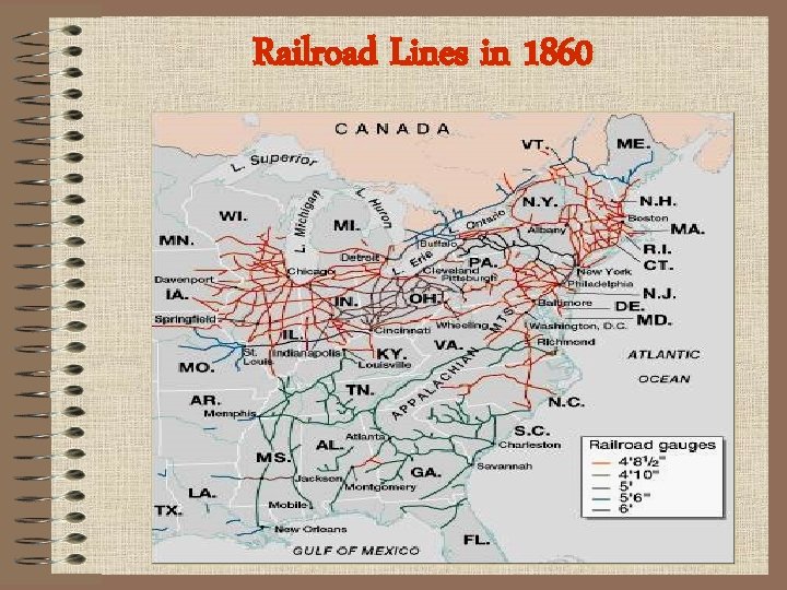 Railroad Lines in 1860 