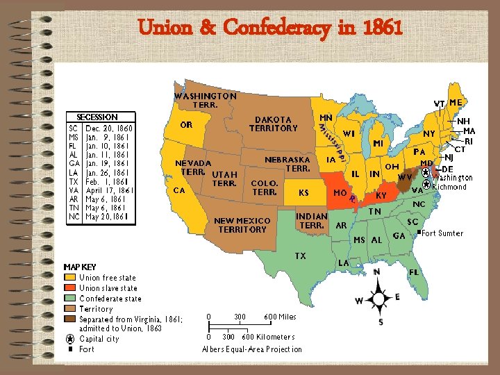 Union & Confederacy in 1861 