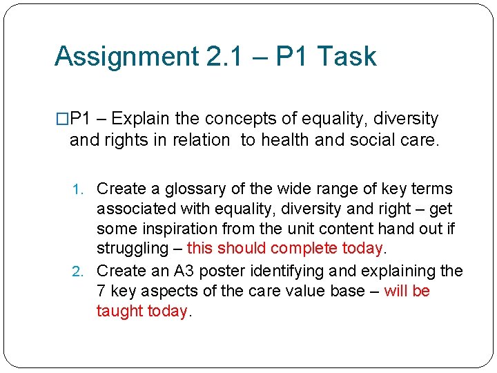 Assignment 2. 1 – P 1 Task �P 1 – Explain the concepts of