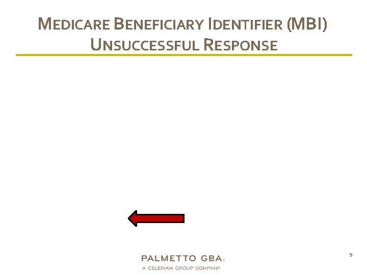 MEDICARE BENEFICIARY IDENTIFIER (MBI) UNSUCCESSFUL RESPONSE 9 