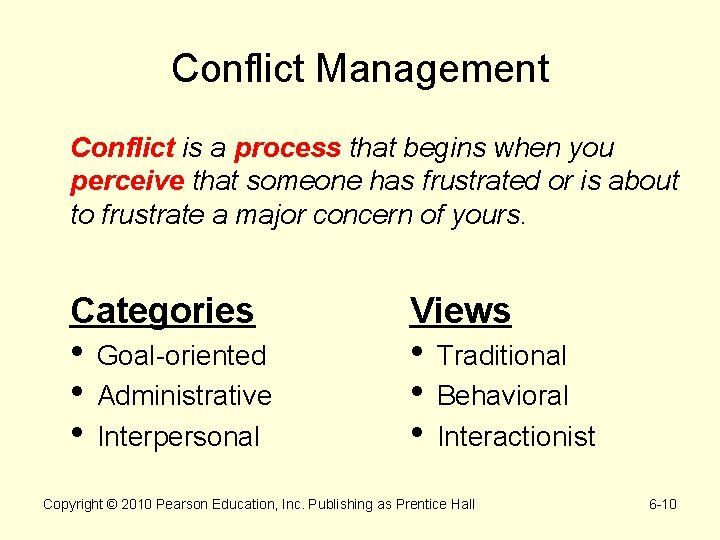Conflict Management Conflict is a process that begins when you perceive that someone has