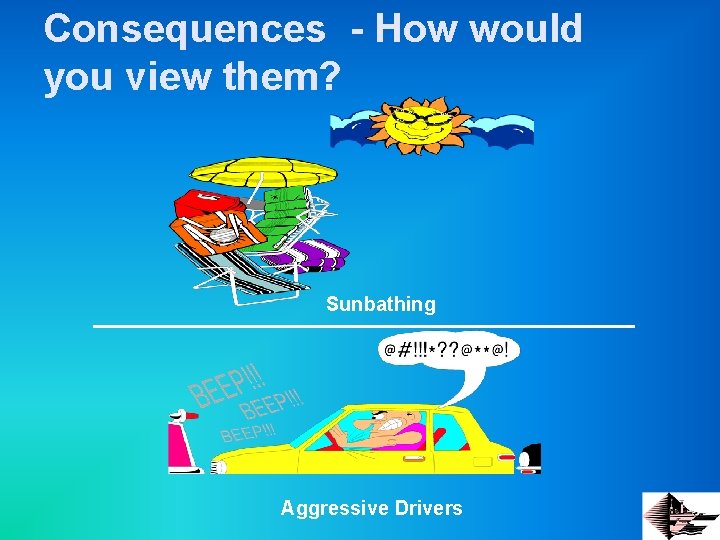 Consequences - How would you view them? Sunbathing Aggressive Drivers 