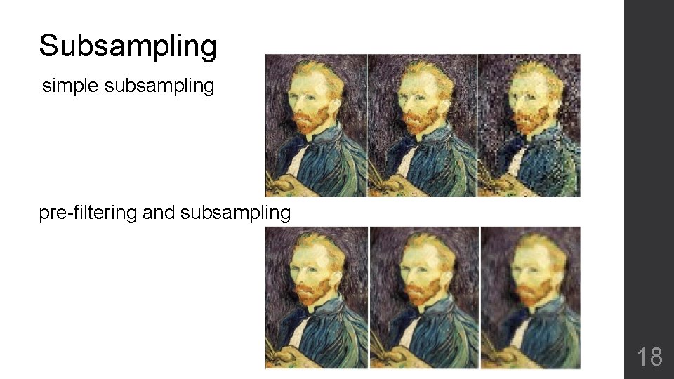 Subsampling simple subsampling pre-filtering and subsampling 18 