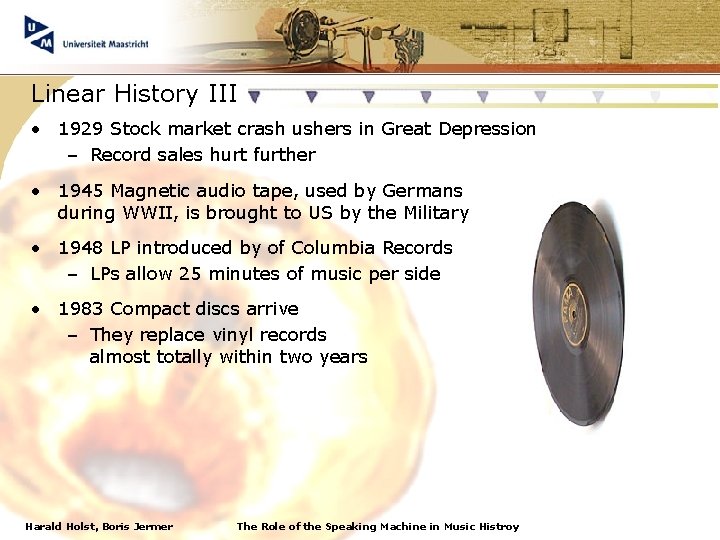 Linear History III • 1929 Stock market crash ushers in Great Depression – Record