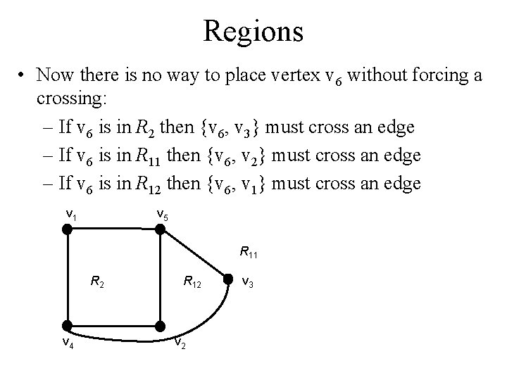 Regions • Now there is no way to place vertex v 6 without forcing