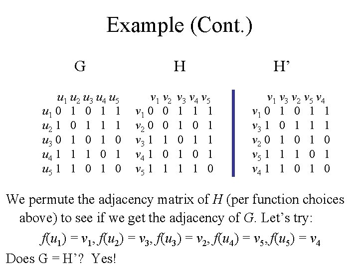 Example (Cont. ) G u 1 u 2 u 3 u 4 u 5