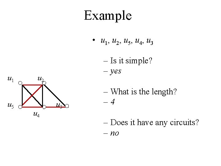 Example • u 1, u 2, u 5, u 4, u 3 u 1