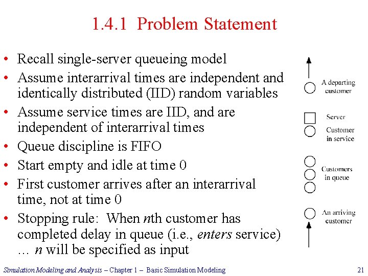 1. 4. 1 Problem Statement • Recall single-server queueing model • Assume interarrival times