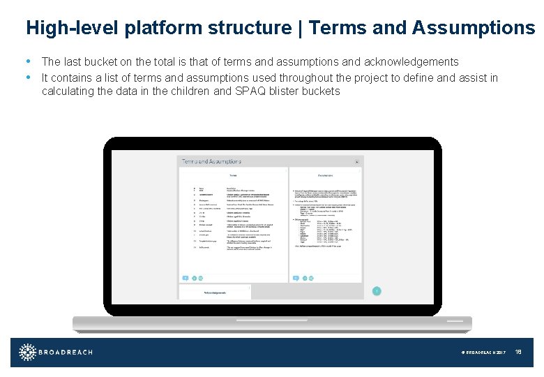 High-level platform structure | Terms and Assumptions • The last bucket on the total